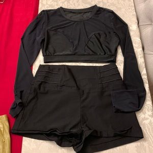 Mostly Sheer Crop Top &  Black Shorts